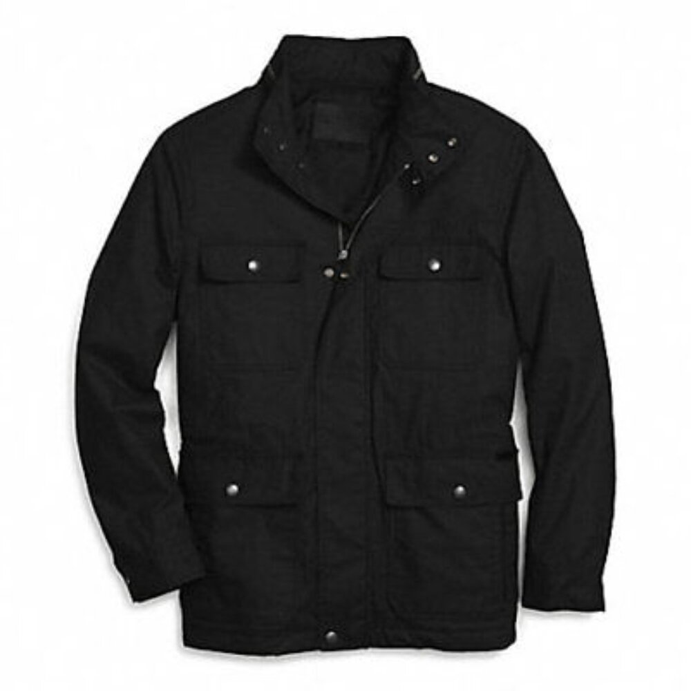 Coach F85008 Black Hooded Coated Field Jacket